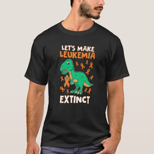 Camiseta Leukemia Dinosaur Orange Ribbon Hematologist Repti (Frente)