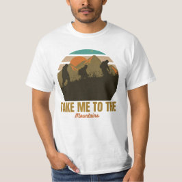 Camiseta "Leva-Me Às Montanhas", Silhueta De Caminho Retroa