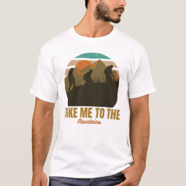 Camiseta "Leva-Me Às Montanhas", Silhueta De Caminho Retroa
