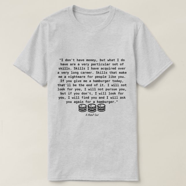 Camiseta Levado com Hambúrgueres - Um MisterP Shirt (Frente do Design)
