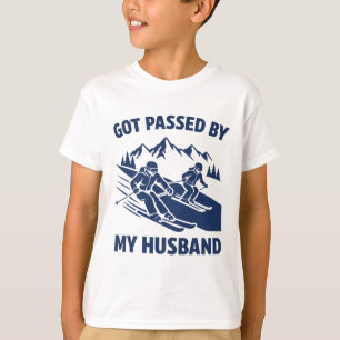 Camiseta Levado pelo meu marido, esquiando engraçado, espos