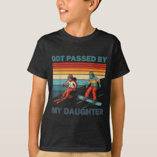 Camiseta Levado Pelo Pé pela Minha Filha, Esqui e Snowboard