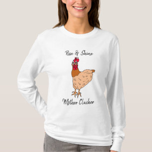Camiseta Levanta e brilha, galinha engraçada da mãe do Cl