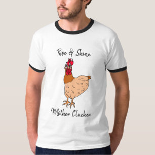Camiseta Levanta-te e brilha, galinha engraçada da Madre C