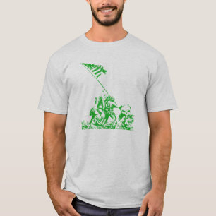 Camiseta Levantamento da bandeira de WWII Iwo Jima, verde