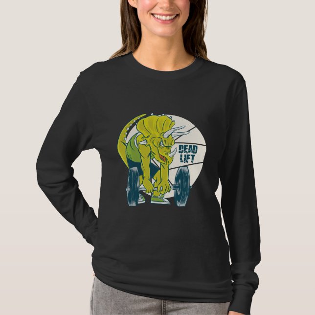 Camiseta Levantamento de Dinossauro - Levantamento de Peso  (Frente)