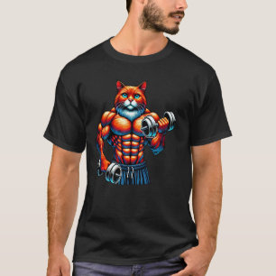 Camiseta Levantamento de Peso de Gato Academia Treino