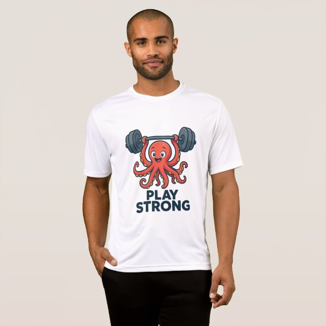 Camiseta Levantamento de Peso de Octopus - Jogar Forte Gym (Frente Completa)