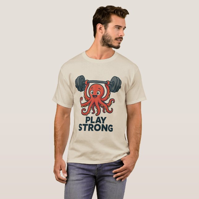Camiseta Levantamento de Peso de Octopus - Jogar Forte Gym (Frente Completa)