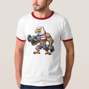 Camiseta levantamento de peso patriótico águia careca EUA