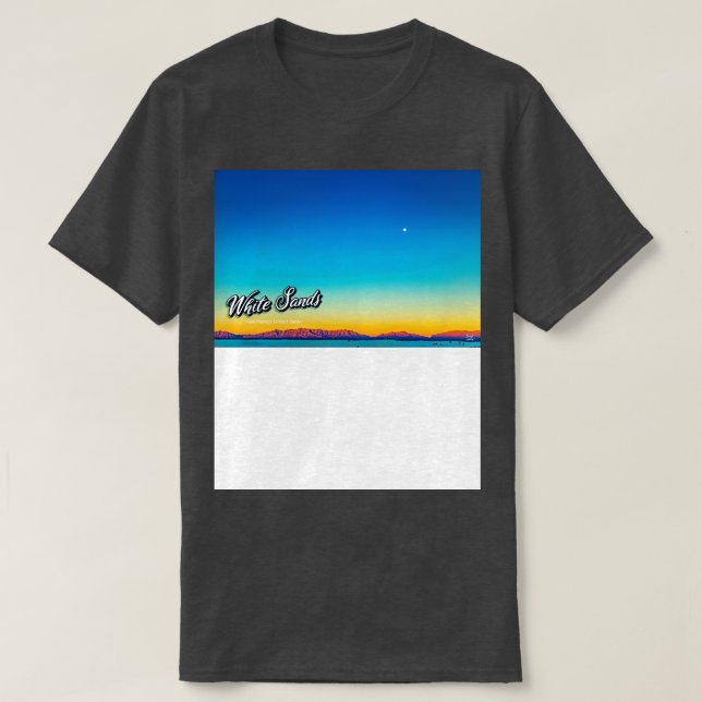 Camiseta Levantamento de sol das areias brancas 1 (Frente do Design)