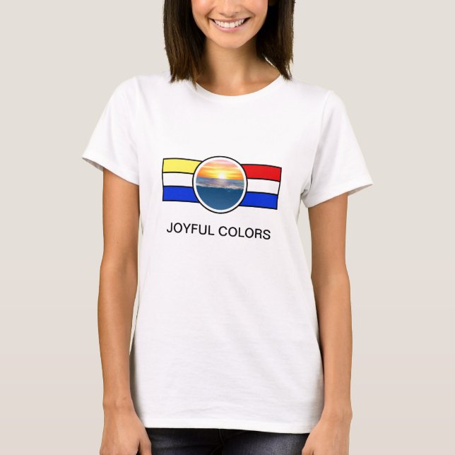Camiseta Levantamento do Oceano com Cores e faixas Primária (Frente)