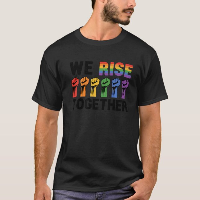 Camiseta Levantamo-Nos Juntos Com A Fila Da Gay Trans Bisse (Frente)
