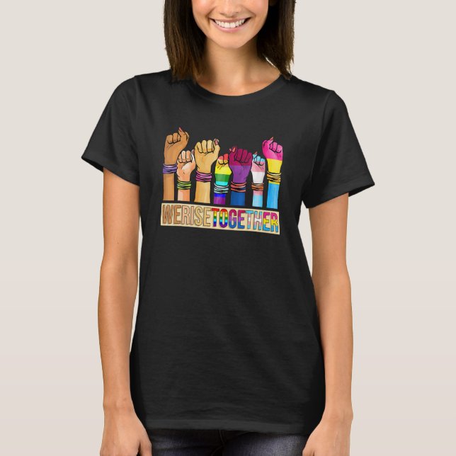 Camiseta Levantamos Juntos O Orgulho Lgbt-Q Da Justiça Soci (Frente)