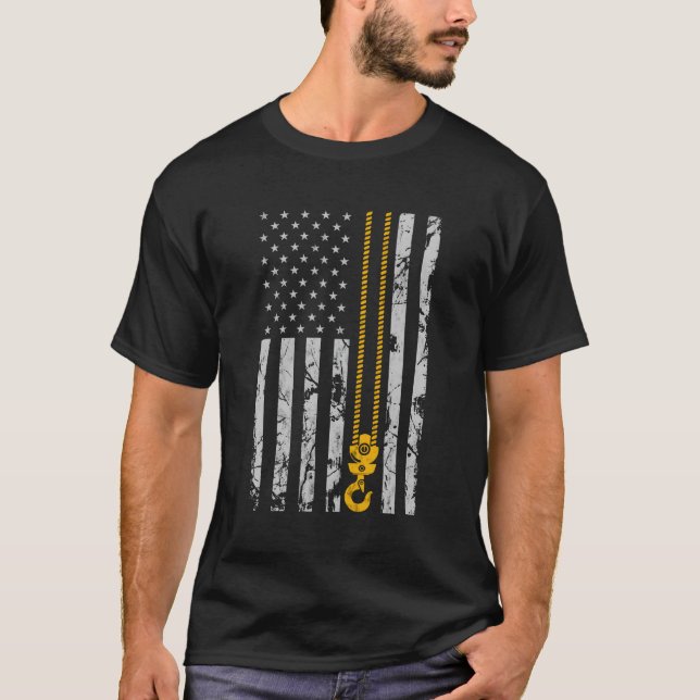 Camiseta Levantando Gancho Thin American Flag Operador (Frente)