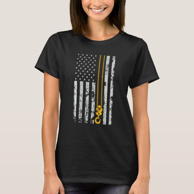 Camiseta Levantando Gancho Thin American Flag Operador (Frente)