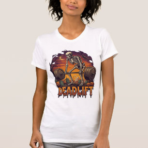 Camiseta Levantar esqueleto haltere Dia das Bruxas abóboras