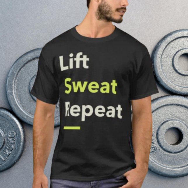 Camiseta Levantar. Sudar. Repetir. (Criador carregado)