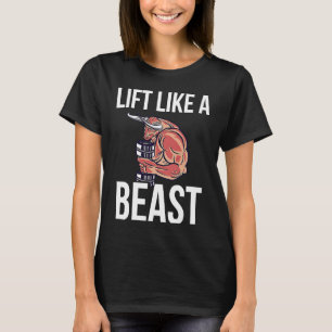 Camiseta Levante Como Uma Fera Impressão Traseira Musculaçã