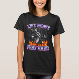 Camiseta Levante Pesado Reze Duro Academia Treino Cristão H