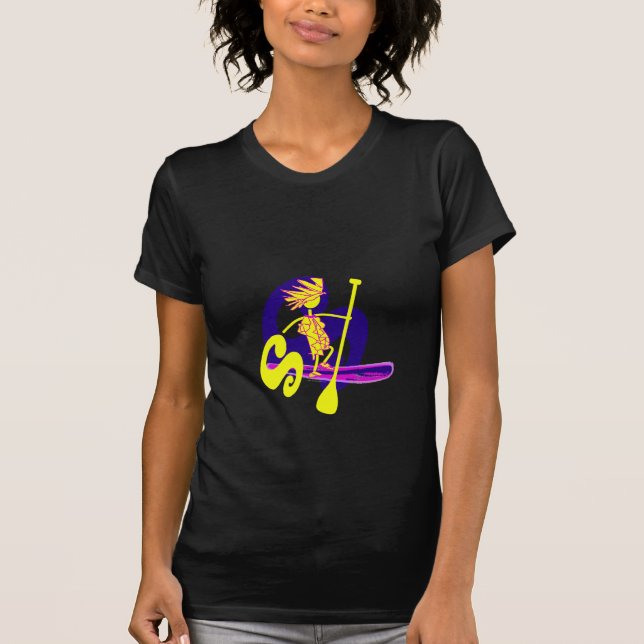 Camiseta Levante-se o design do surf da pá (Frente)