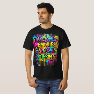 Camiseta Leve Apenas Memórias Deixe Apenas Pegadas Grafite