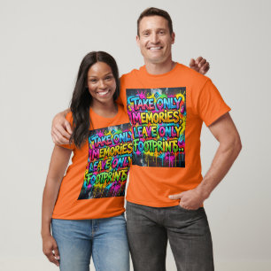 Camiseta Leve Apenas Memórias Deixe Apenas Pegadas Grafite