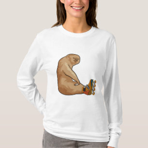 Camiseta Leve como skater em linha com skates em linha