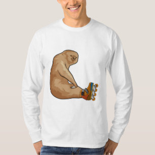 Camiseta Leve como skater em linha com skates em linha