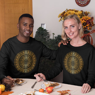 Camiseta Leve Elegante Dourada Lotus Henna Mandala