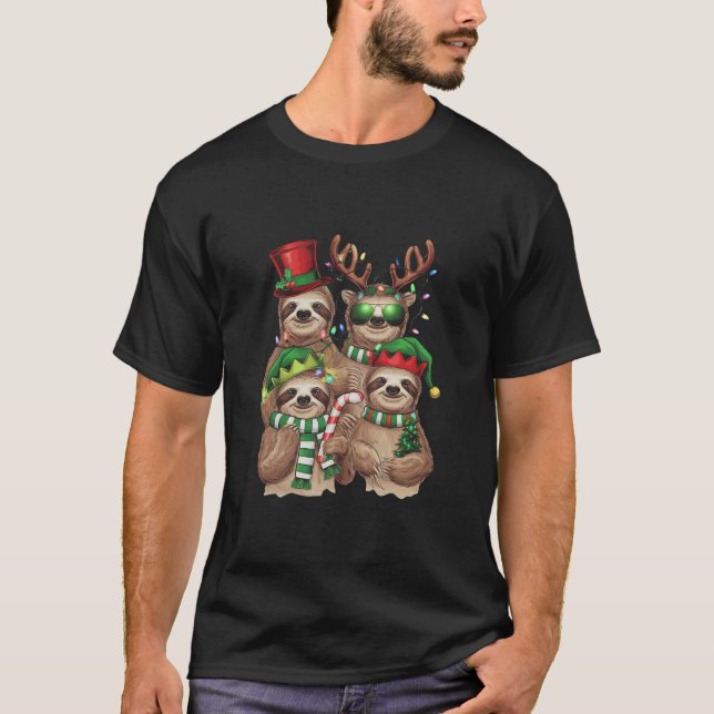 Camiseta Leve Feliz de Natal Slothmas Sloth Lover Gift (Frente)