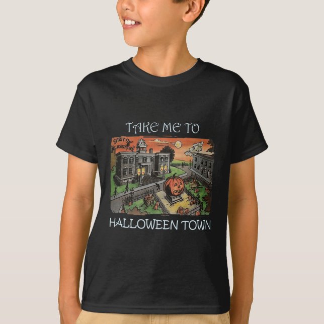 Camiseta Leve-Me À Figurina De Halloween (Frente)