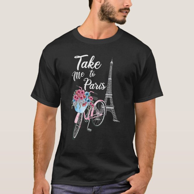 Camiseta Leve-Me A Paris França Floral Minimal Eiffel Towe (Frente)