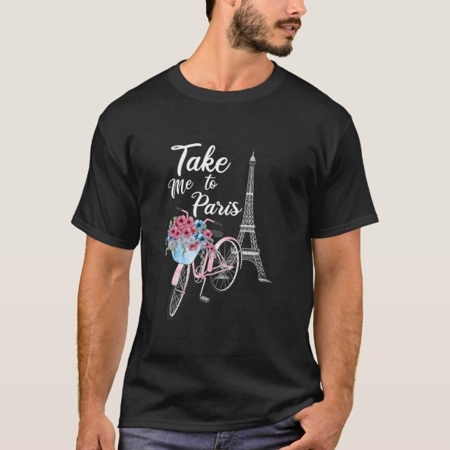 Camiseta Leve-Me A Paris França Floral Minimal Eiffel Towe (Frente)