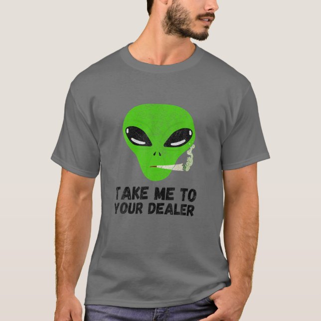 Camiseta Leve-Me À Sua Alienígena Engraçada E Fumadora De E (Frente)