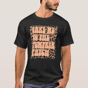 Camiseta Leve-Me Ao Pumpkin Patch Fall Retro Leopard Th