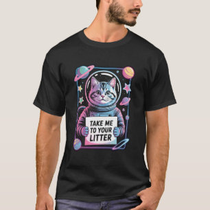 Camiseta Leve-me ao seu Ninhada Gato Engraçado OVNI Alien E