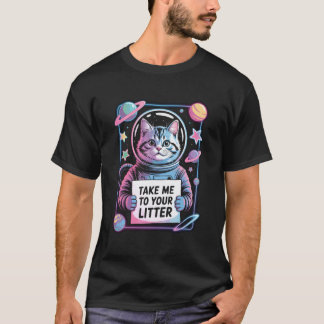 Camiseta Leve-me ao Seu Ninhada Gato Engraçado OVNI Alien E