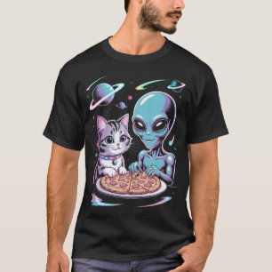 Camiseta Leve-me ao seu Ninhada Gato Engraçado Ufo Alien Es