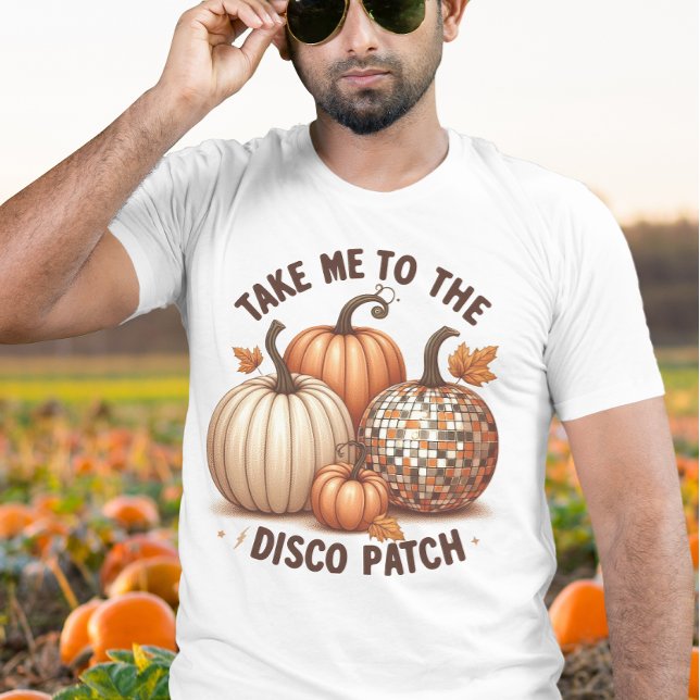 Camiseta Leve-me para o Remendo da Discoteca Funny Fall Abó (Take me to the Disco Patch watercolor fall men's T-Shirt)