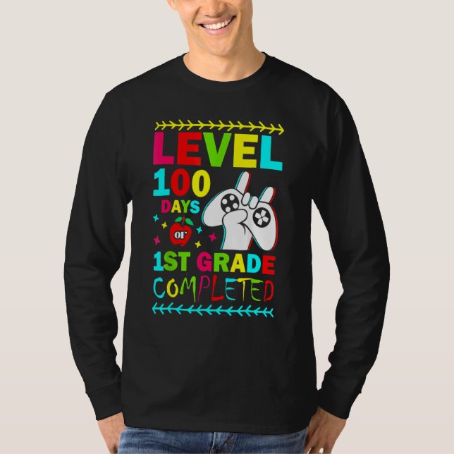 Camiseta Level 100 Days Of 1st Grade Primary School Game Co (Frente)