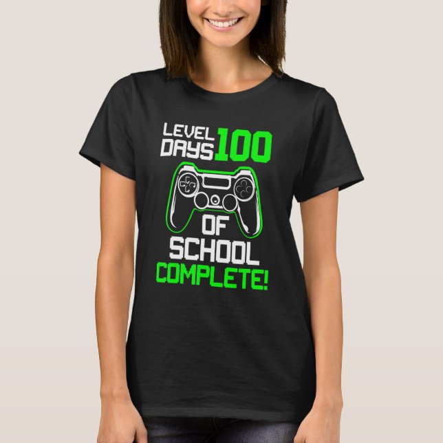 Camiseta Level 100 Days Of School Complete Video Games Boys (Frente)