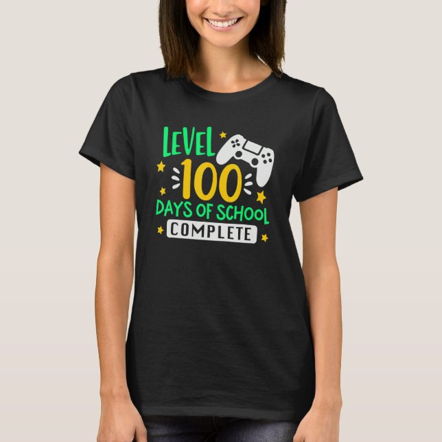 Camiseta Level 100 Days Of School Complete Video Games Boys (Frente)