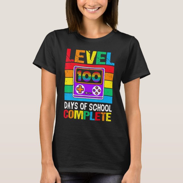 Camiseta Level 100 Days of School Completed Rainbow Video G (Frente)