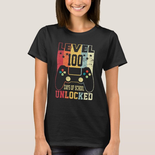 Camiseta Level 100 Days Of School Unlocked 100th Day Studen (Frente)