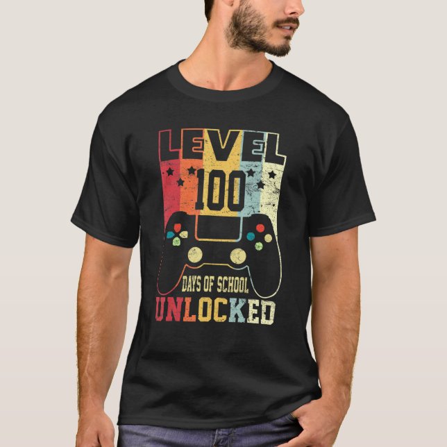 Camiseta Level 100 Days Of School Unlocked 100th Day Studen (Frente)