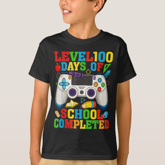 Camiseta Level 100 Days Of School Unlocked Boys 100th Day O (Frente)