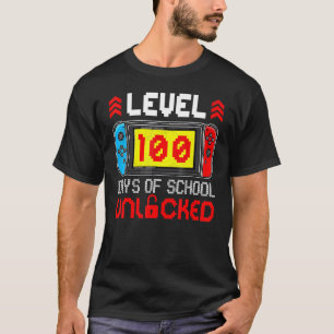 Camiseta Level 100 Days Of School Unlocked Gamer Video Game