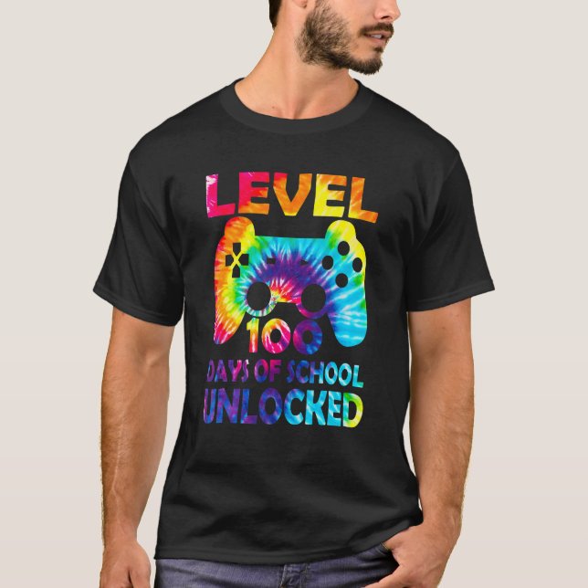Camiseta Level 100 Days Of School Unlocked Gamer Video Game (Frente)