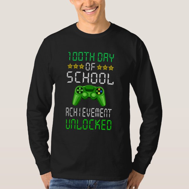 Camiseta Level 100 Days Of School Unlocked Gamer Video Game (Frente)